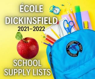 école dickinsfield 2021-2022 school supply lists graphic